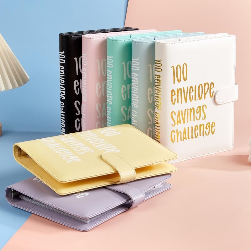 AASLOB 100 Envelopes Money Saving Challenge, 100 Envelope Challenge Binder, Easy and Fun Way to Save $5,050, Savings Challenges Budget Book Binder with Cash Envelopes for Office,Home,School (Pink) - Image 5